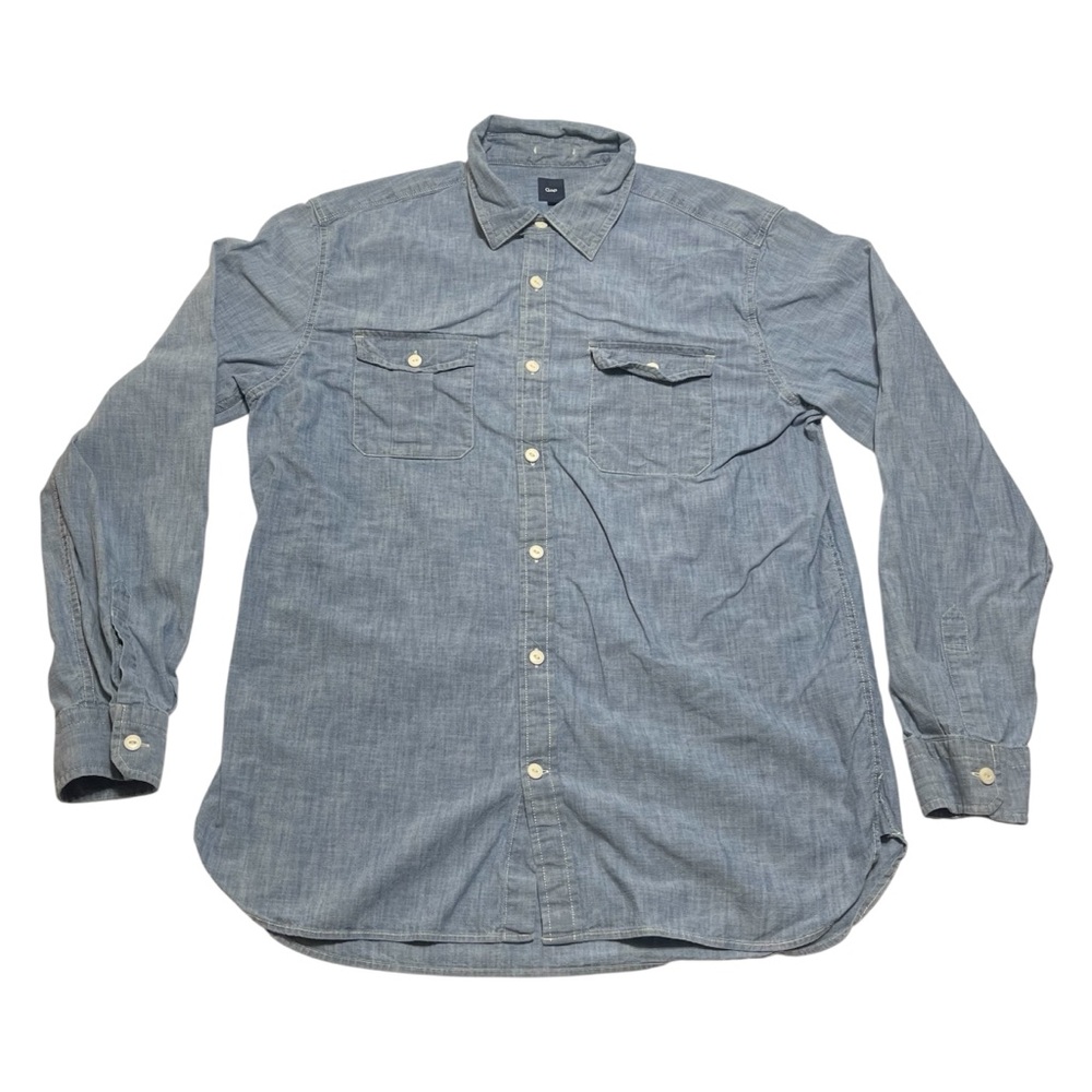 Gap Denim Long Sleeve Button Down Shirt Men's Size Large Preppy Casual 2010 Y2K